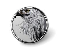 Sketching An Eagle Badges Decorative, Durable Aluminum Alloy Round Badge, Lightweight Button Brooch for Shirts, Jackets, Hats, Uniforms 1"
