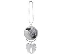 Sketching an Eagle Car Hanging Pendant, Zinc Alloy Rearview Mirror Charms - Relieve Visual Fatigue, Vintage Keychain Pendant, Lucky Car Interior Hanging Decoration, Silver-Style