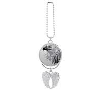 Sketching an Eagle Car Pendant, Rear View Mirror Hanging Ornament, Auto Decor for Rearview Mirror, Keychain Silver-Style