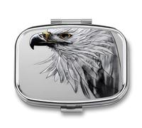 Sketching an Eagle Cute Travel Pill Organizer Compact and Portable Pill Box,Pill Case for Travel Essentials for Pocket Purse