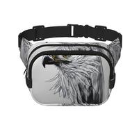 Sketching an eagle Fitness travel shoulder bag, fashionable and casual waist bag, square double-layer waist bag, Black, One Size, Black, One Size