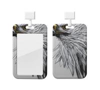Sketching an Eagle Id Badge Holder with Lanyard-Vertical Card Protector Clear Abs Hard Shell, Retractable Reel for Work Office