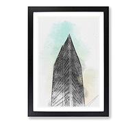 Sketching The Architecture Vol.1 Framed Print | A2 Black Framed Wall Art | Ready to Hang | Modern Cityscape Picture | Living Room Bedroom Lounge Office