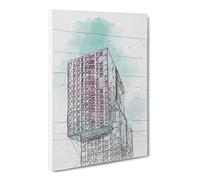 Sketching The Architecture Vol.13 Canvas Print | Gallery Wrapped 30mm Frame Wall Art | 20x14 inches | Ready to Hang | Modern Cityscape Picture | Living Room Bedroom Lounge Office