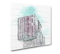 Sketching the Architecture Vol.13 Canvas Print | Gallery Wrapped 30mm Frame Wall Art | 20x20 inches | Ready to Hang | Modern Cityscape Picture | Living Room Bedroom Lounge Office