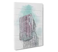 Sketching the Architecture Vol.13 Canvas Print | Gallery Wrapped 30mm Frame Wall Art | 30x20 inches | Ready to Hang | Modern Cityscape Picture | Living Room Bedroom Lounge Office