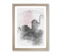 Sketching The Architecture Vol.19 Modern Framed Wall Art Print, Ready to Hang Picture for Living Room Bedroom Home Office Décor, Oak A3 (34 x 46 cm)