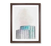 Sketching The Architecture Vol.21 Modern Framed Print | A4 Walnut Framed Wall Art | Ready to Hang | Modern Cityscape Picture | Living Room Bedroom Lounge Office
