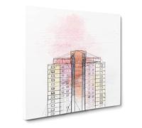 Sketching the Architecture Vol.23 Canvas Print | Gallery Wrapped 30mm Frame Wall Art | 14x14 inches | Ready to Hang | Modern Cityscape Picture | Living Room Bedroom Lounge Office