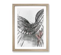 Sketching The Architecture Vol.25 Modern Framed Print | A2 Oak Framed Wall Art | Ready to Hang | Modern Cityscape Picture | Living Room Bedroom Lounge Office