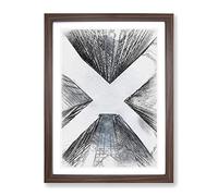 Sketching The Architecture Vol.37 Modern Framed Wall Art Print, Ready to Hang Picture for Living Room Bedroom Home Office Décor, Walnut A2 (64 x 46 cm)