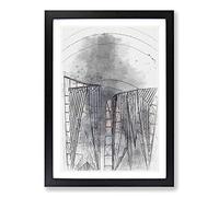 Sketching The Architecture Vol.6 Framed Print | A2 Black Framed Wall Art | Ready to Hang | Modern Cityscape Picture | Living Room Bedroom Lounge Office