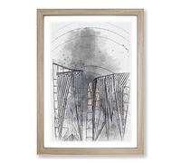 Sketching The Architecture Vol.6 Framed Print | A2 Oak Framed Wall Art | Ready to Hang | Modern Cityscape Picture | Living Room Bedroom Lounge Office