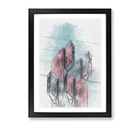 Sketching The Architecture Vol.64 Modern Framed Print | A4 Black Framed Wall Art | Ready to Hang | Modern Cityscape Picture | Living Room Bedroom Lounge Office