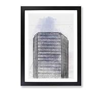 Sketching The Architecture Vol.7 Modern Framed Wall Art Print, Ready to Hang Picture for Living Room Bedroom Home Office Décor, Black A2 (64 x 46 cm)