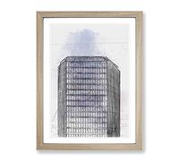 Sketching The Architecture Vol.7 Modern Framed Wall Art Print, Ready to Hang Picture for Living Room Bedroom Home Office Décor, Oak A4 (34 x 25 cm)