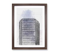 Sketching The Architecture Vol.7 Modern Framed Wall Art Print, Ready to Hang Picture for Living Room Bedroom Home Office Décor, Walnut A4 (34 x 25 cm)