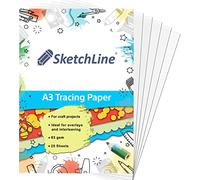 SketchLine Tracing Paper A3 Size 25 Sheets (63gsm) with High Transparency & Optimum Thickness for Drawing, Sketching & Dressmaking