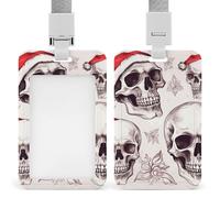 Sketchy Skulls Id Badge Holder with Breakaway Lanyard Vertical Clear Plastic Card Protector Sleeve Waterproof & Heavy Duty Name Tag Holder for Nurse Teacher Office Staff Women Men