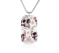 Sketchy Skulls Necklace Gift for Girlfriend Boyfriend, Long Chain Pendant Custom with Picture, Personalized Necklace Gift for Christmas Anniversary Family Birthday Valentine's Day