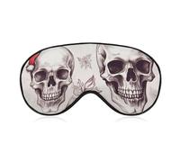 Sketchy Skulls Sleep Mask for Women Men, Soft Eye Mask with Adjustable Strap for Sleeping, Light Blocking Travel Blindfold for Nap Comfortable Eye Cover for Home Office