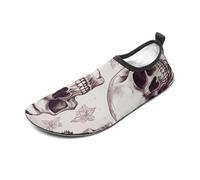 Sketchy Skulls Water Shoes for Men Women, Lightweight Stretch Swim Shoes with Anti-Slip Rubber Sole, Quick-Dry Aqua Socks for Pool, Beach, Surfing, Style, 14