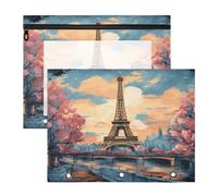 Sketchy Tower Art 3 Ring Binder Clear Binders Pencil Pouches Bags Case(2 Pack)