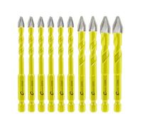 Skewed Head Eccentric Drill Bits Set - SANLEETEK Masonry Drill Bit Set for Wood Plastic Masonry Ceramic Tile Concrete Marble 10pcs 6mm*6+8mm*2+10mm*2, Quick Change Hex Shank