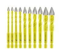 Skewed Head Eccentric Drill Bits Set - SANLEETEK Masonry Drill Bit Set for Wood Plastic Masonry Ceramic Tile Concrete Marble 10pcs 5mm*2+6mm*2+8mm*2+10mm*2+12mm*2, Quick Change Hex Shank