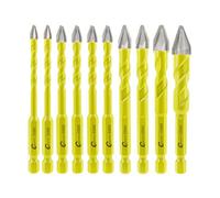 Skewed Head Eccentric Drill Bits Set - SANLEETEK Masonry Drill Bit Set for Wood Plastic Masonry Ceramic Tile Concrete Marble 10pcs 5mm*2+6mm*4+8mm*2+10mm+12mm, Quick Change Hex Shank