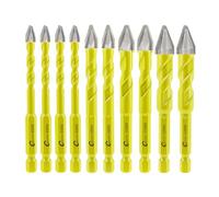 Skewed Head Eccentric Drill Bits Set - SANLEETEK Masonry Drill Bit Set for Wood Plastic Masonry Ceramic Tile Concrete Marble 10pcs 6mm*4+8mm*2+10mm*2+12mm*2, Quick Change Hex Shank