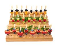 Skewer Holder Bamboo Food Display w/180 Holes, Great for Buffet, Cocktail Parties and Catering Events Six Tier Food Stand - 100 Pcs 4.7 Inch Skewer Included