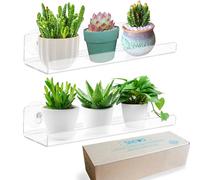 Skewo 2-Pack 30CM Window Plant Shelves - Acrylic Suction Cup Sill Extender for Succulents, Herb Planters, Micro Greens, Bathroom Organizer, Display Stand & Cosmetics Storage | Space-Saving