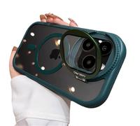 SKFGNX Camera Lens Protection Flip Bracket Stand Magnetic Case for for iPhone 17 16 15 14 13 12 Pro Max Plus Transparent Cover,green,For for iPhone 16 Pro