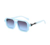 SKFGNX Double Bridges Square Sunglasses Women Fashion Gradient Shades UV400 Retro Polygon Men Sun Glasses,Blue gray blue,1