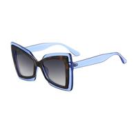 SKFGNX Fashion Oversized Cat Eye Double Color Women Sunglasses Retro Gradient Lens Shades UV400 Men Trending Sun Glasses,Blue leopard grey,1