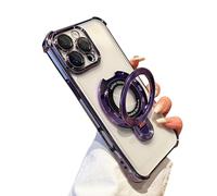SKFGNX Plating Wireless Charge Case for Iphone 16 15 14 13 12 11 Pro Max Plus Clear Acrylic Magnetic Stand Holder Cover(For iPhone 16 Plus/purple)