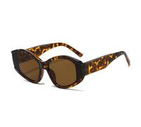 SKFGNX Polygon Cat Eye Colorful Leopard Sunglasses Shades UV400 Retro Double Color Men Gradient Sun Glasses,Leopard tea,1