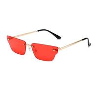 SKFGNX Retro Irregular Small Rectangle Women Sunglasses Fashion Rimless Clear Ocean Gradient Lens Shades UV400 Men Sun Glasses,Golden red,1
