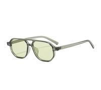 SKFGNX Vintage Double Bridges Polygon Square Men Sunglasses Fashion Clear Ocean Lens Eyewear Women Rivets Sun Glasses UV400,green green,1