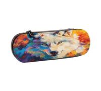 SKGOHLH A Wolf Gaze Leather Multi Slot Pen Storage Case
