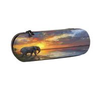 SKGOHLH African Elephants Leather Multi Slot Pen Storage Case