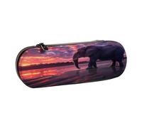 SKGOHLH African Elephants Leather Multi Slot Pen Storage Case