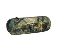 SKGOHLH African Elephants Leather Multi Slot Pen Storage Case