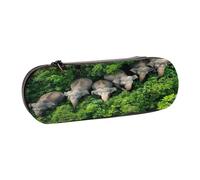 SKGOHLH African Elephants Strolling Leather Multi Slot Pen Storage Case