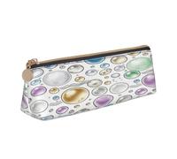 SKGOHLH Colorful Bubbles Printed PVC Leather Zipper Pen Pouch for Office | Triangular-shaped Storage Pouch, Single Main Pocket, Full-print Design, Lightweight For Storing Stationery And Cosmetics.