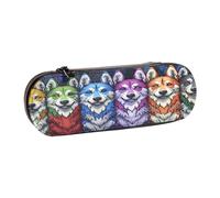 SKGOHLH Lots of Wolves. Leather Multi Slot Pen Storage Case