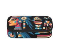 SKGOHLH Patchwork Feather Pattern Full Print Large Capacity Pen Case | Patchwork Feather Pattern Multi Slot Oxford Pen Case Scratch Resistant For Work Travel Cosmetic Storage