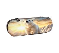 SKGOHLH Polar Bear Under the Sunshine Leather Multi Slot Pen Storage Case