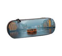 SKGOHLH Ships in the River Leather Multi Slot Pen Storage Case | Ships In The River Waterproof Microfiber Portable Multi-Use Organizer For Travel Daily Work
